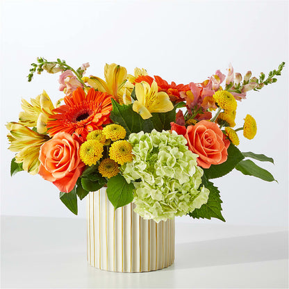 Autumn Sunshine Bouquet with Ivory Vase –  Frankstown Garden, Pittsburgh PA