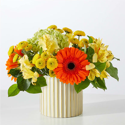 Autumn Sunshine Bouquet with Ivory Vase –  Frankstown Garden, Pittsburgh PA