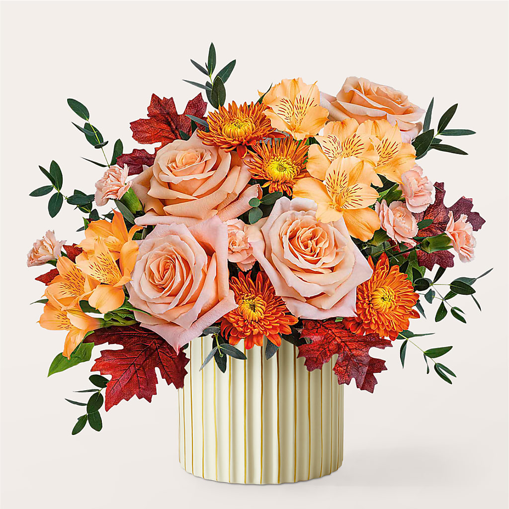 Spiced Latte Bouquet with Ivory Vase –  Frankstown Garden, Pittsburgh PA