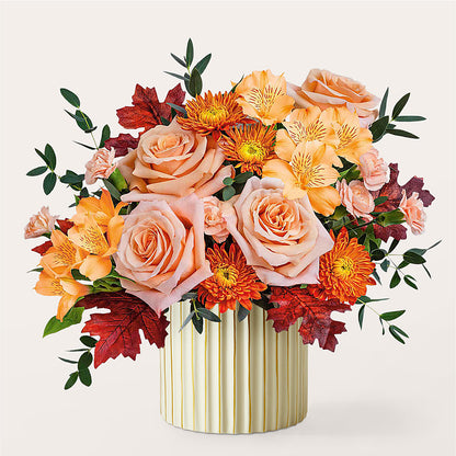 Spiced Latte Bouquet with Ivory Vase –  Frankstown Garden, Pittsburgh PA