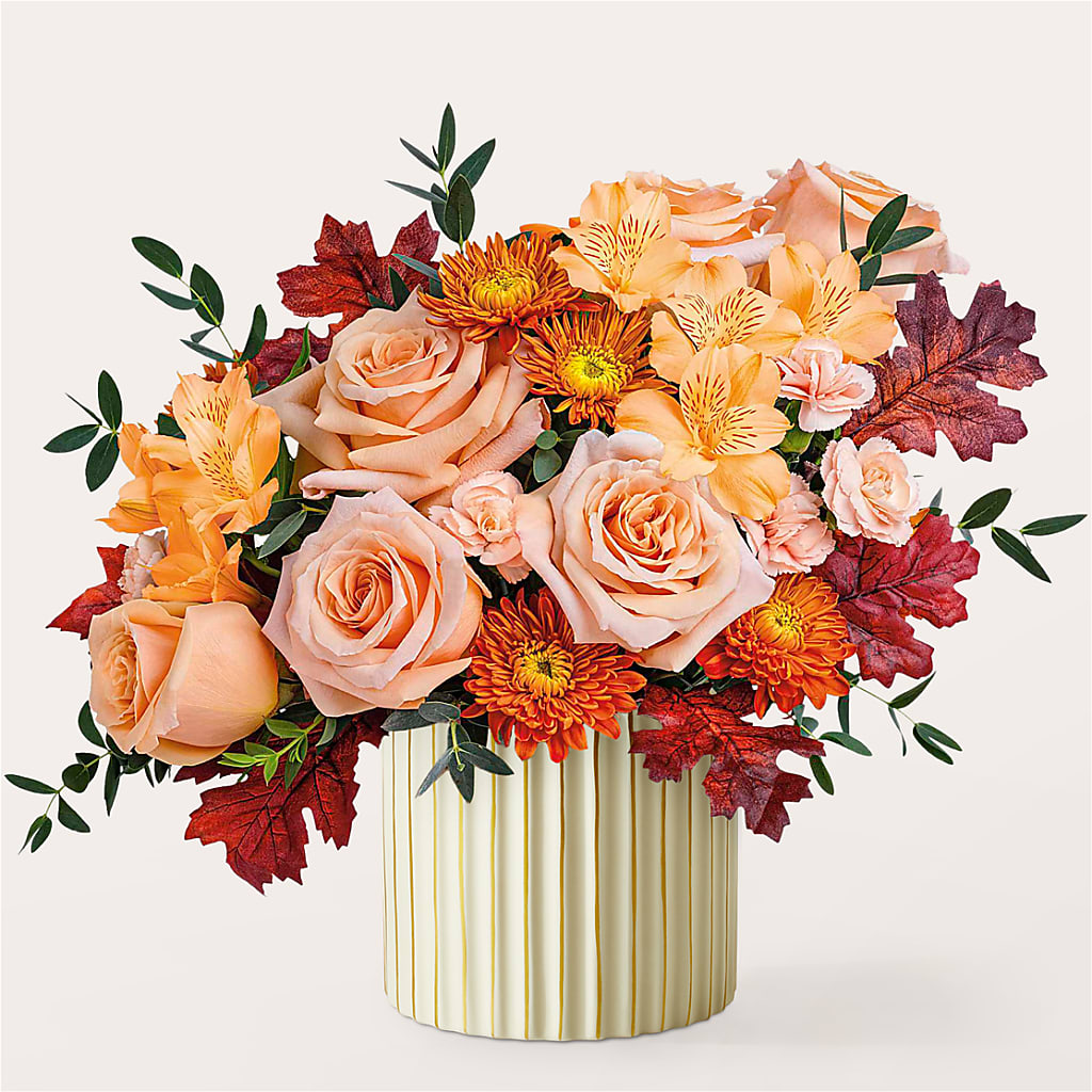 Spiced Latte Bouquet with Ivory Vase –  Frankstown Garden, Pittsburgh PA